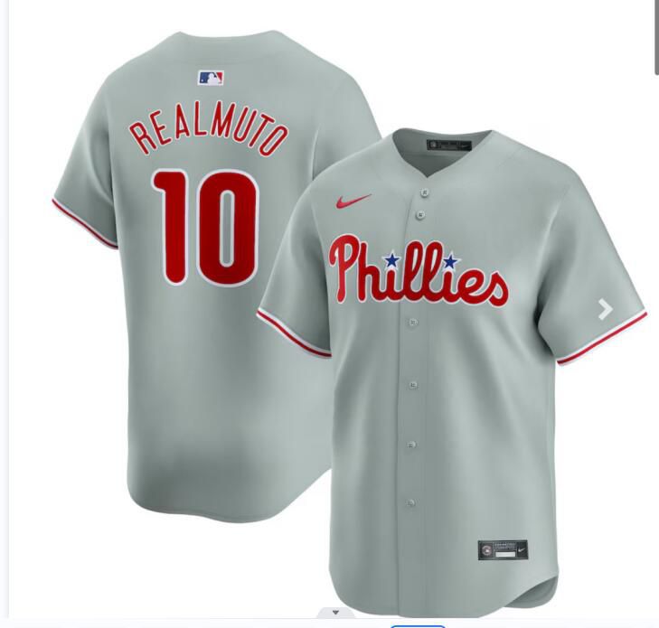 2024 MLB Men Philadelphia Phillies #10 Realmuto Nike grey Home Limited Player Jersey->philadelphia phillies->MLB Jersey